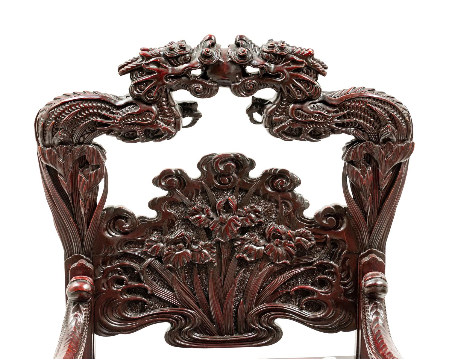 A Chinese Export Carved Hardwood Armchair