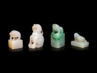 Four Chinese Jade and Jadeite Carvings of Animals