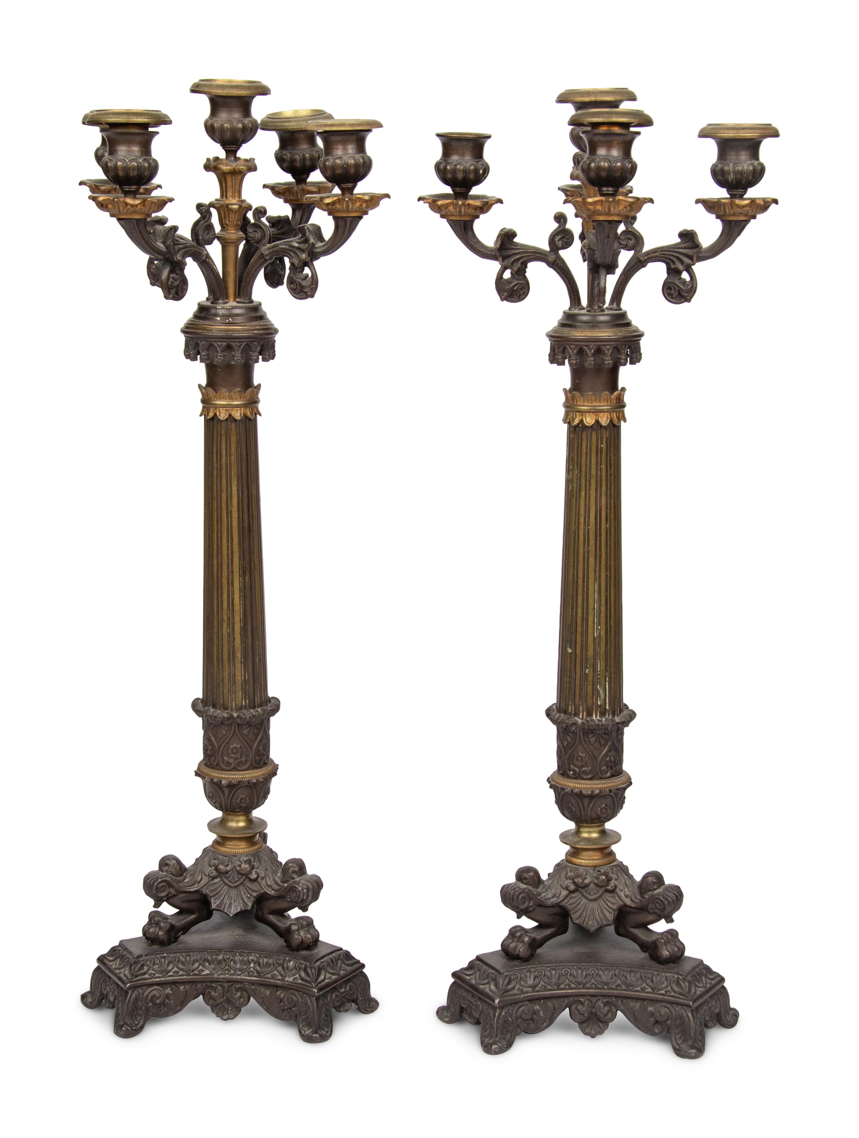 A Pair of Charles X Style Five-Light Candelabra