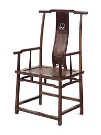 A Pair of Chinese Tielimu Official's Hat Chairs, Sichutouguanmaoyi and Matching Stand