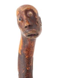 A Folk Art Carved and Painted Wood Jazz Walking Stick