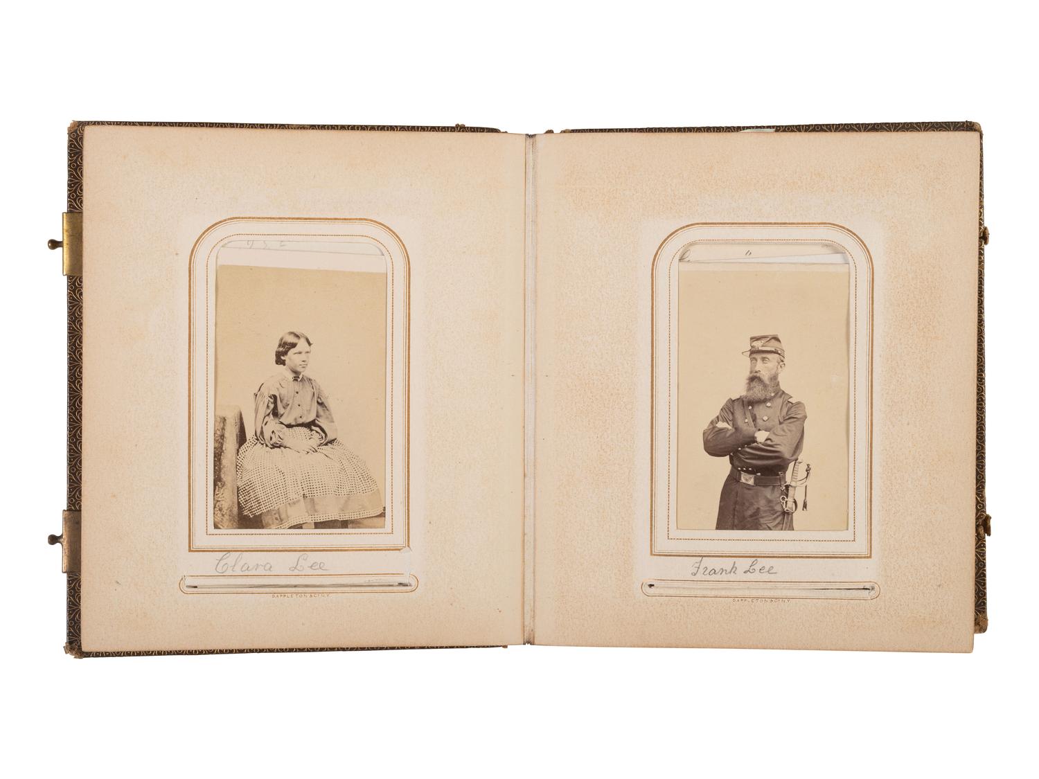 [CIVIL WAR]. A trio of CDV albums identified to the Heath, Higginson, and Shaw families of Massachusetts, highlighted by cartes de visite of Col. Robert Gould Shaw, 54th Massachusetts African American Infantry, his sisters, and other officers.