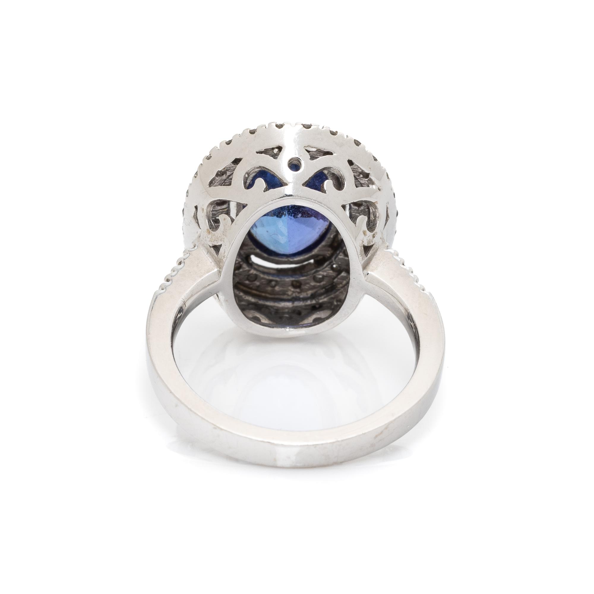 WHITE GOLD, TANZANITE, AND DIAMOND RING