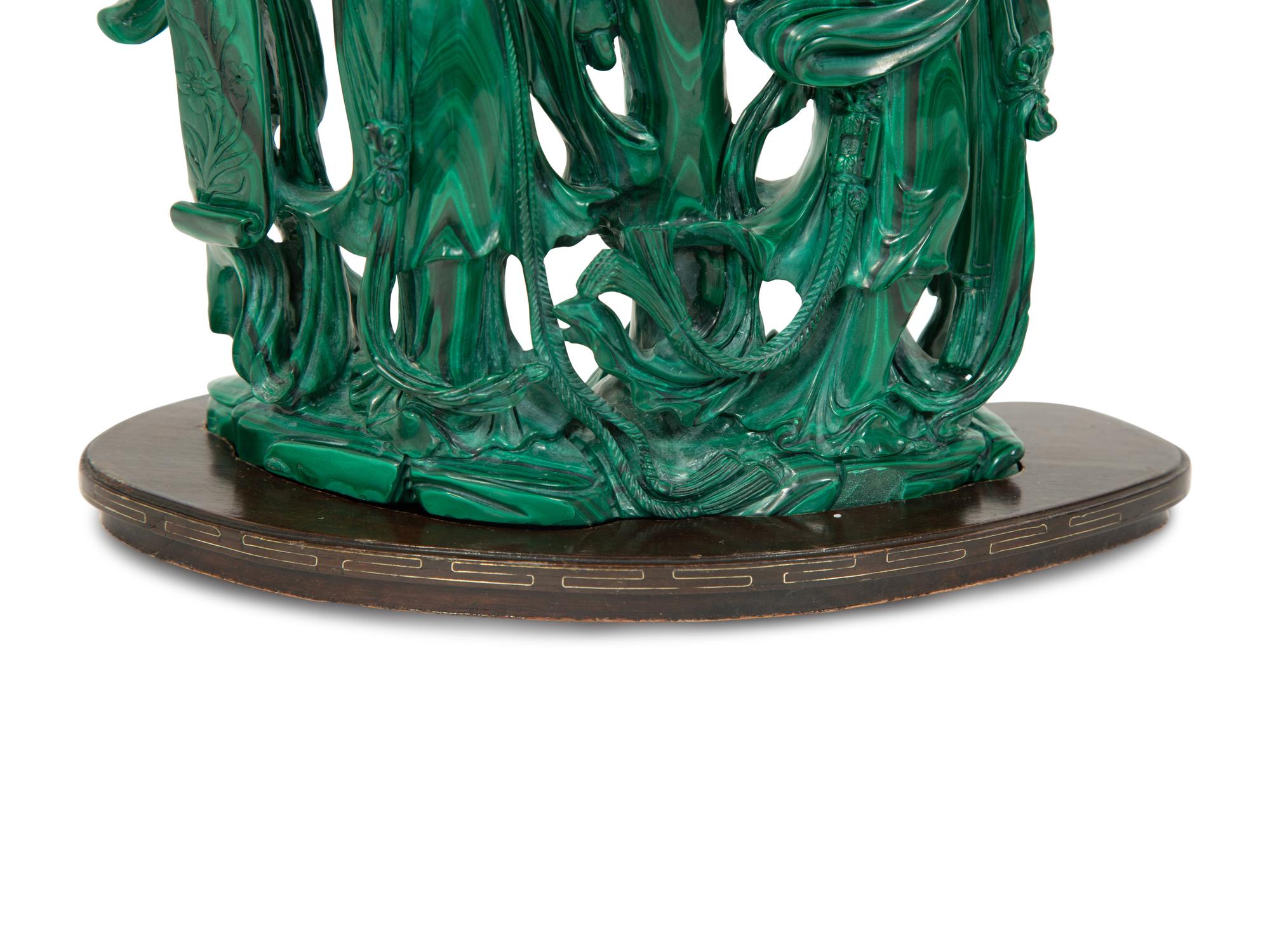 A Chinese Carved Malachite Figural Group