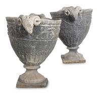 A Pair of Lead Garden Urns