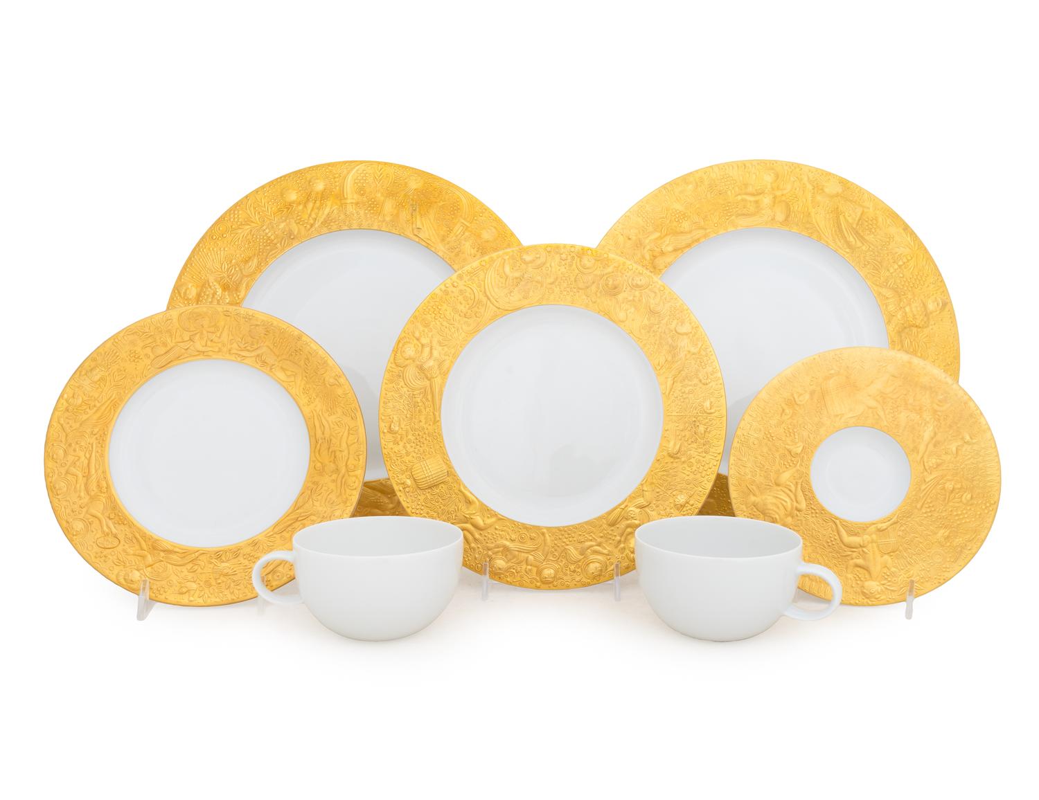 A Rosenthal Magic Flute Gilt-Decorated Porcelain Dinner Service