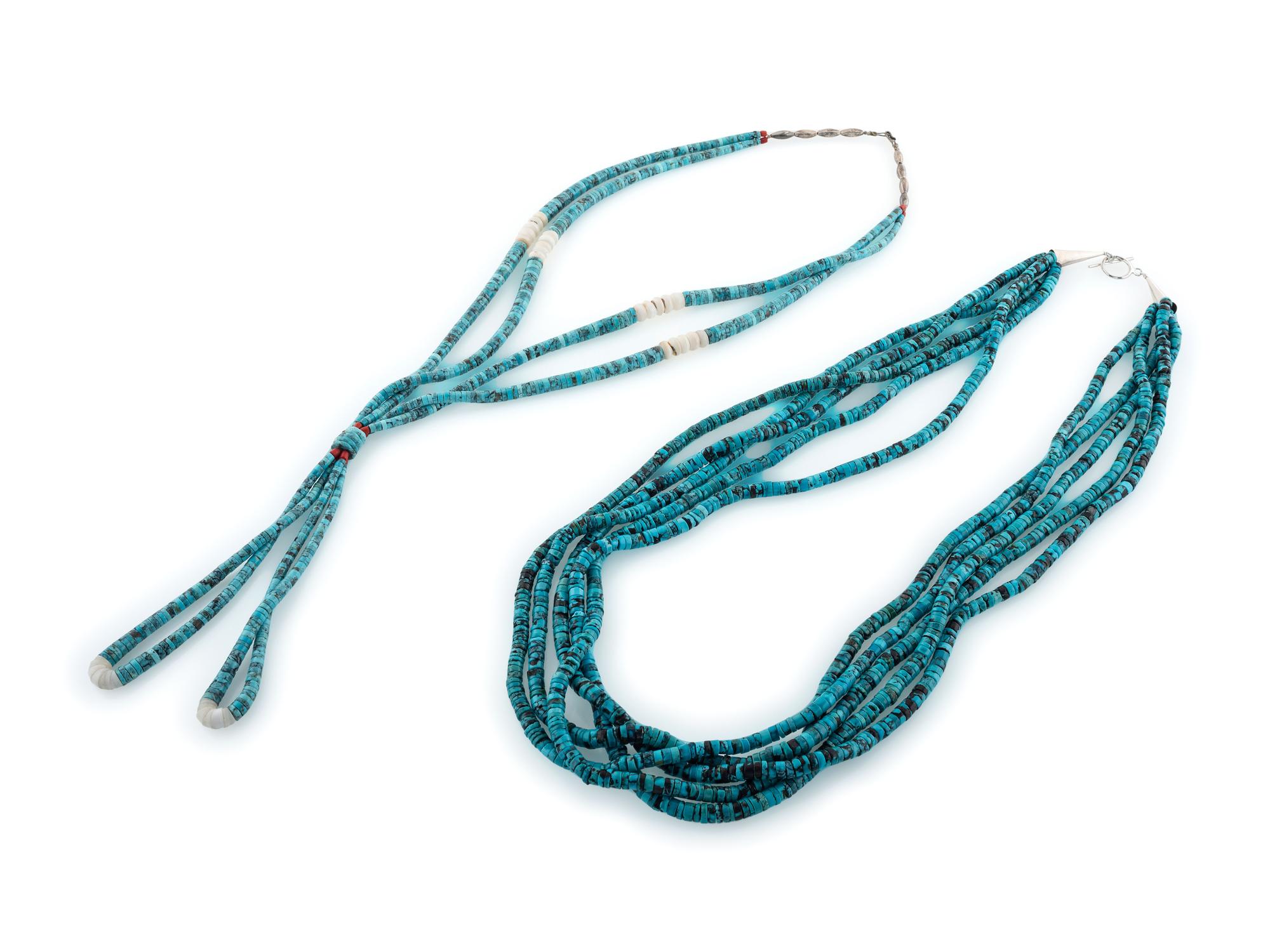 Pueblo Multi-Strand Rolled Turquoise Necklaces