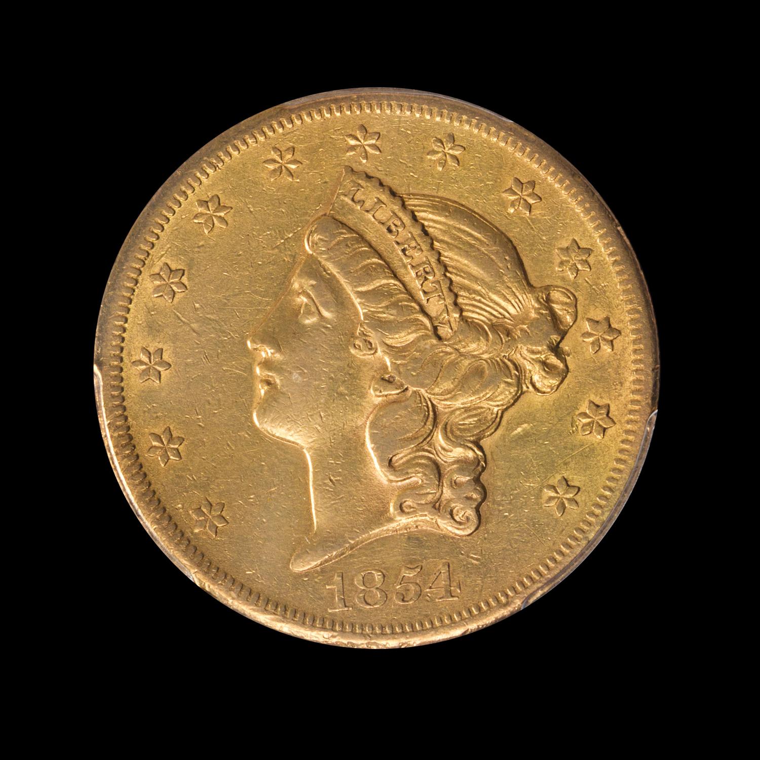 A United States 1854-S Liberty Head $20 Gold Coin