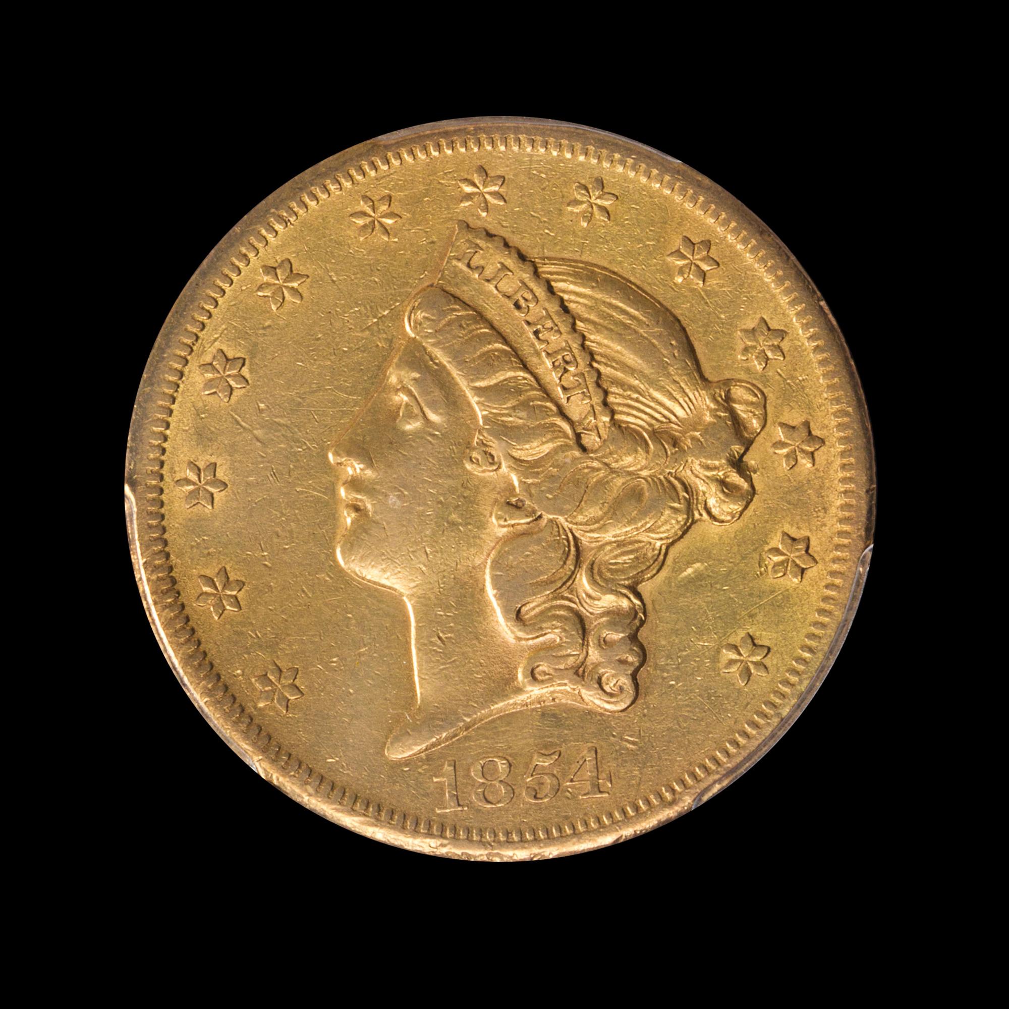 A United States 1854-S Liberty Head $20 Gold Coin