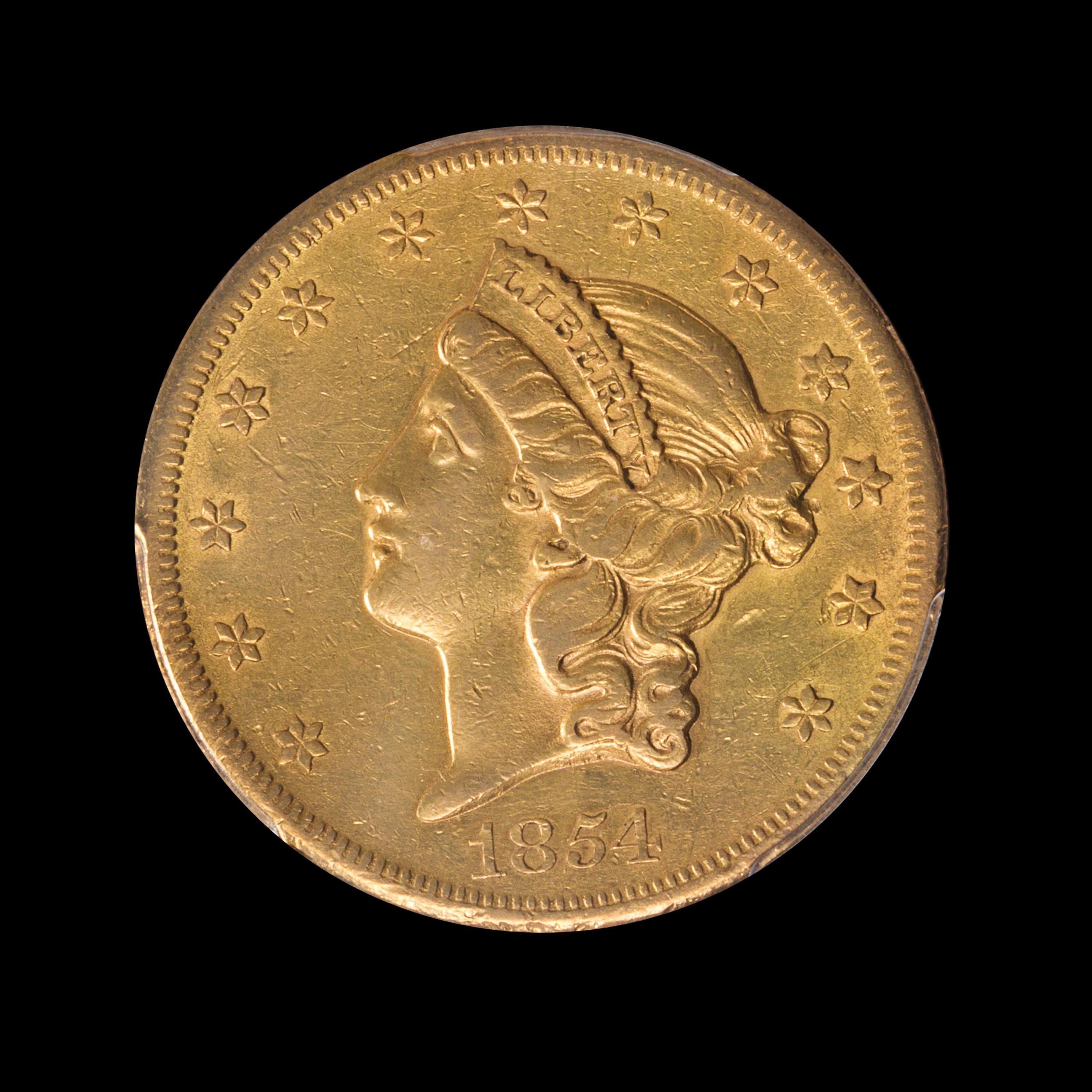 A United States 1854-S Liberty Head $20 Gold Coin