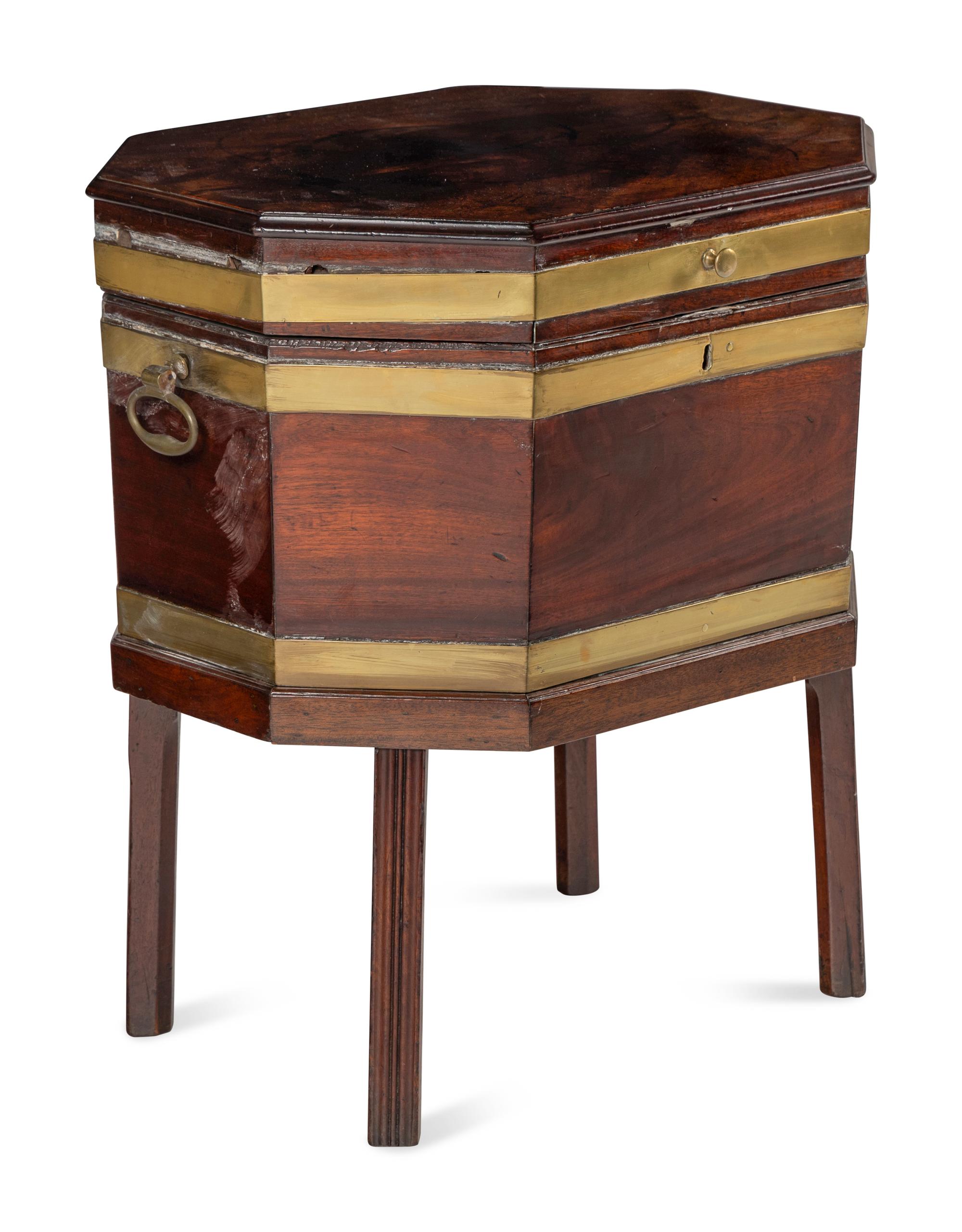 A George III Brass-Banded Mahogany Cellarette