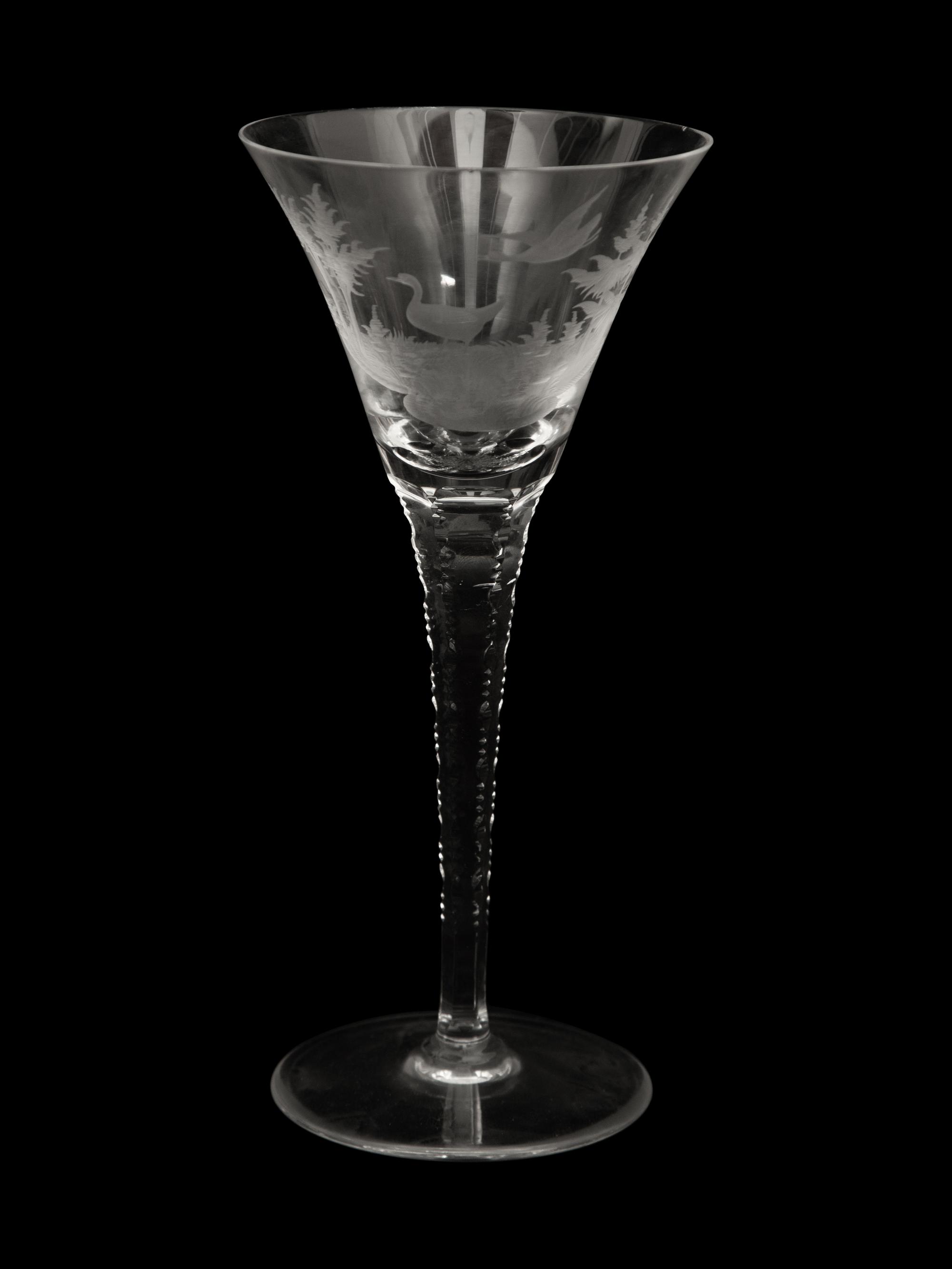 Seven Queen Lace Crystal Barware Articles with Etched African Scenes