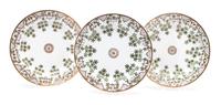 A Set of Six Gilt-Decorated Earthenware Salad Plates