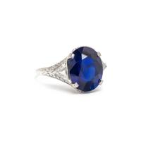 PLATINUM, UNHEATED SAPPHIRE AND DIAMOND RING