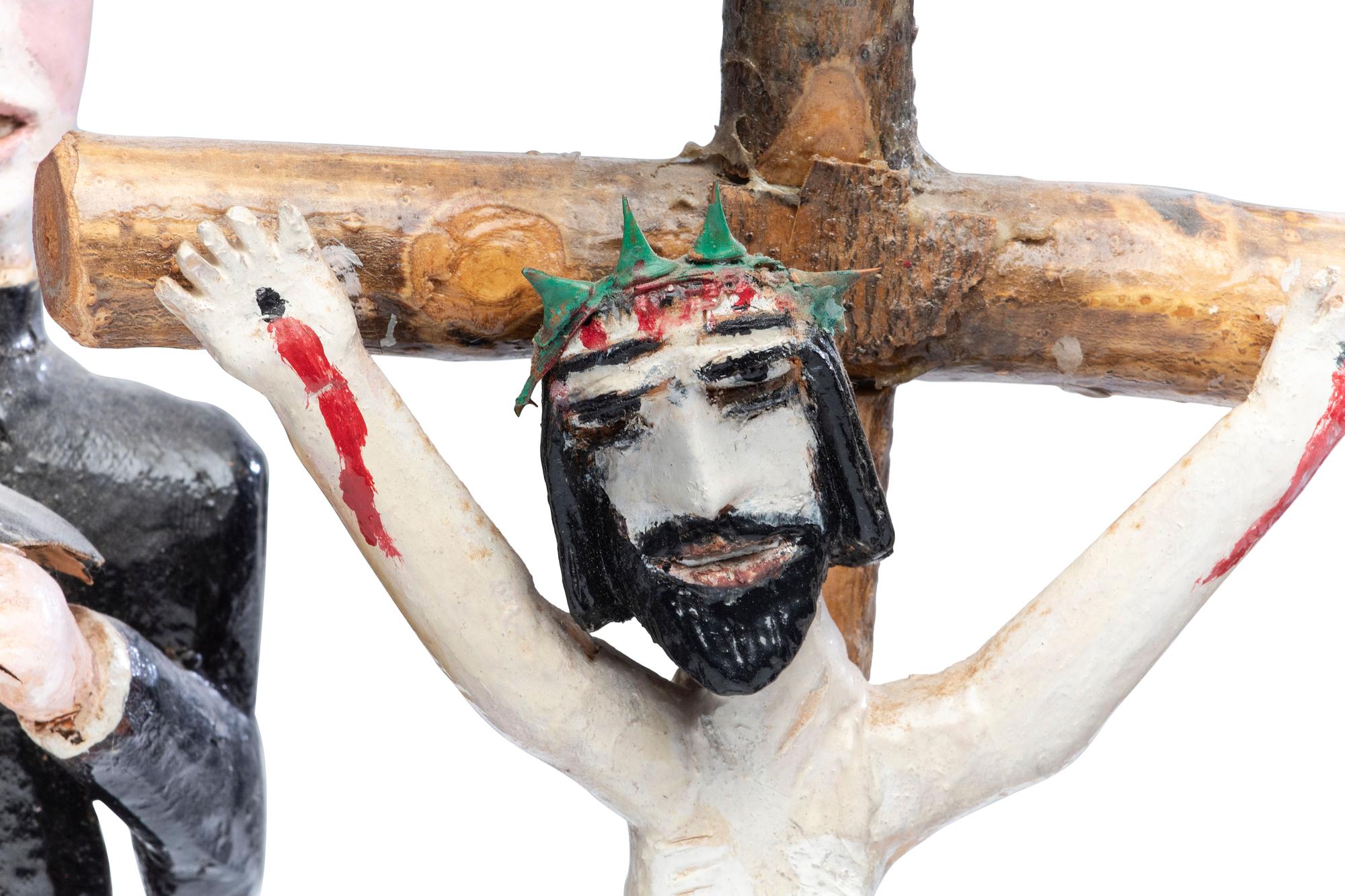 Seven Folk Art Carved and Painted Wood Figures