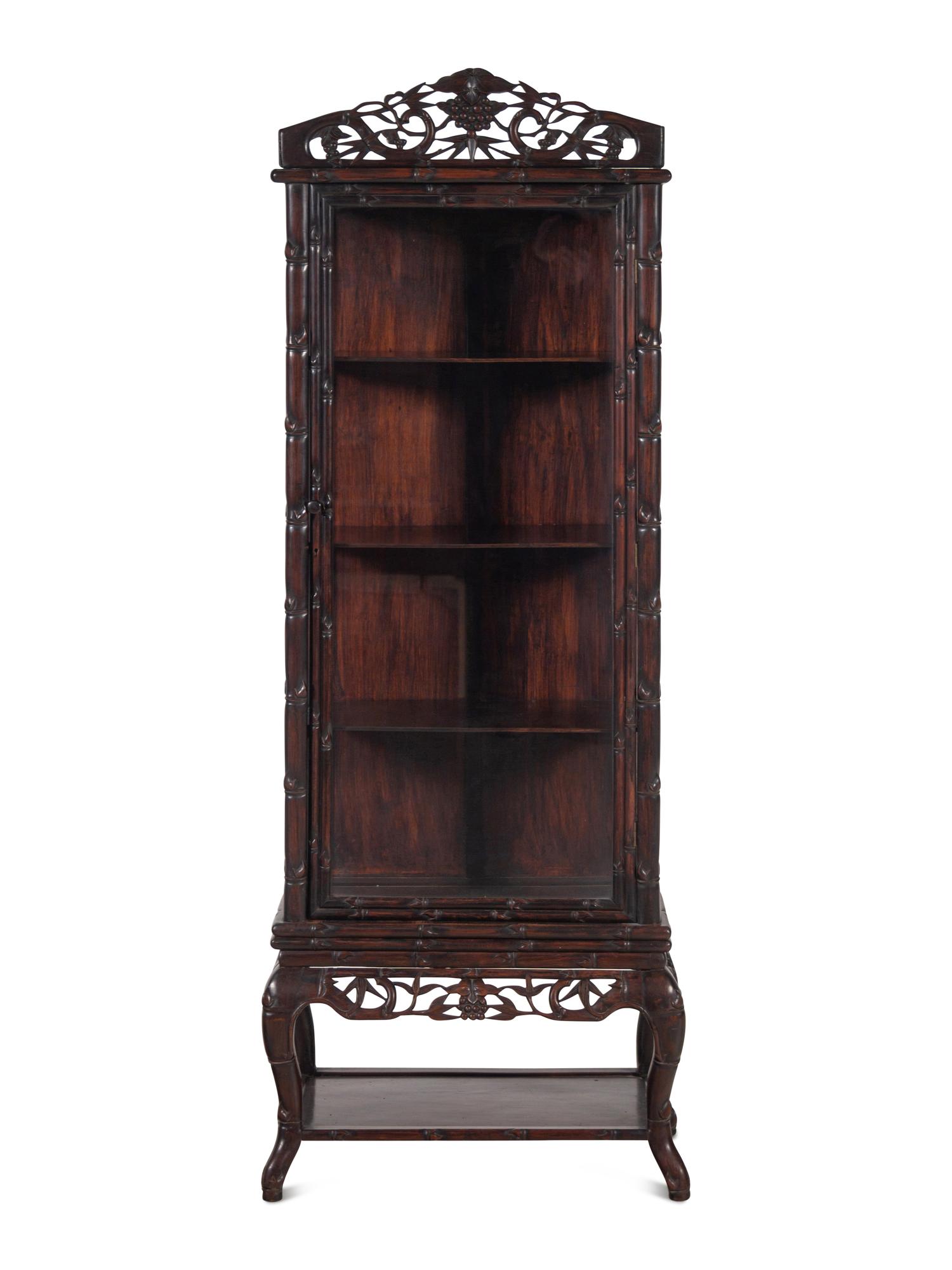 A Chinese Export Hardwood Displaying Cabinet