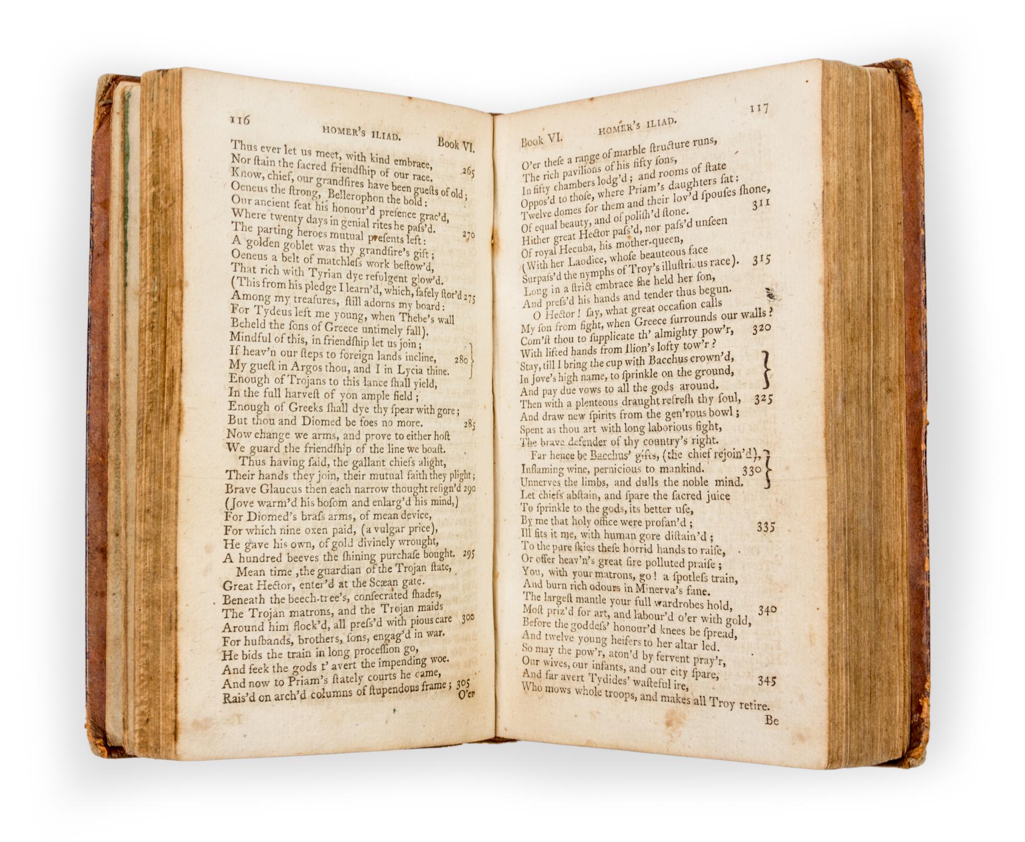 (HOMER) POPE, ALEXANDER, trans. The Iliad of Homer. Philadelphia, 1795. First American edition.