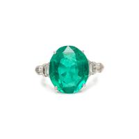 SHREVE & COMPANY, COLOMBIAN EMERALD AND DIAMOND RING