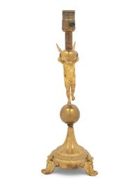 A Continental Gilt Metal Figural Lamp