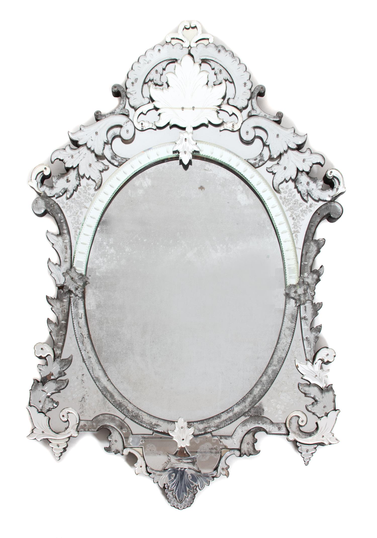 A Venetian Glass Mirror Height 60 x width 40 inches. — EARLY 19TH CENTURY