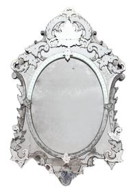 A Venetian Glass Mirror Height 60 x width 40 inches. — EARLY 19TH CENTURY