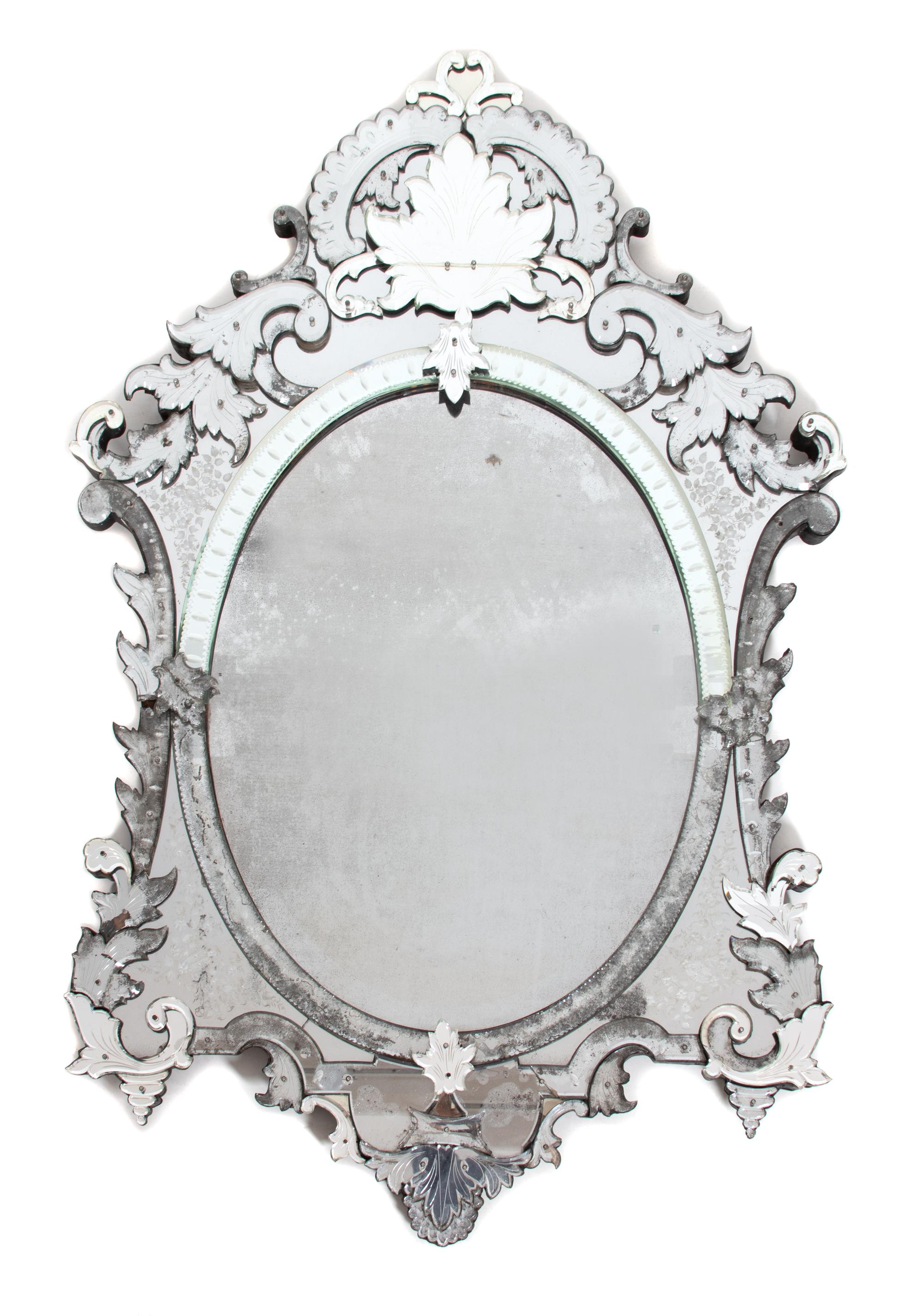 A Venetian Glass Mirror Height 60 x width 40 inches. — EARLY 19TH CENTURY