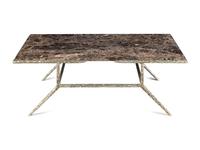 A Contemporary Gilt Metal and Marble Cocktail Table