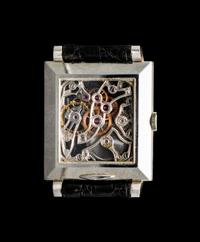 A Platinum and Diamond Skeleton Wristwatch,