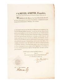 [REVOLUTIONARY WAR]. A group of 2 documents relating to the Province of Upper Canada, including one signed by Loyalist Samuel Smith (1756-1826) who served as Captain of the Queen's Rangers and surrendered at Yorktown.