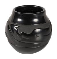 Carved Blackware Pottery Jar, with Avanyu