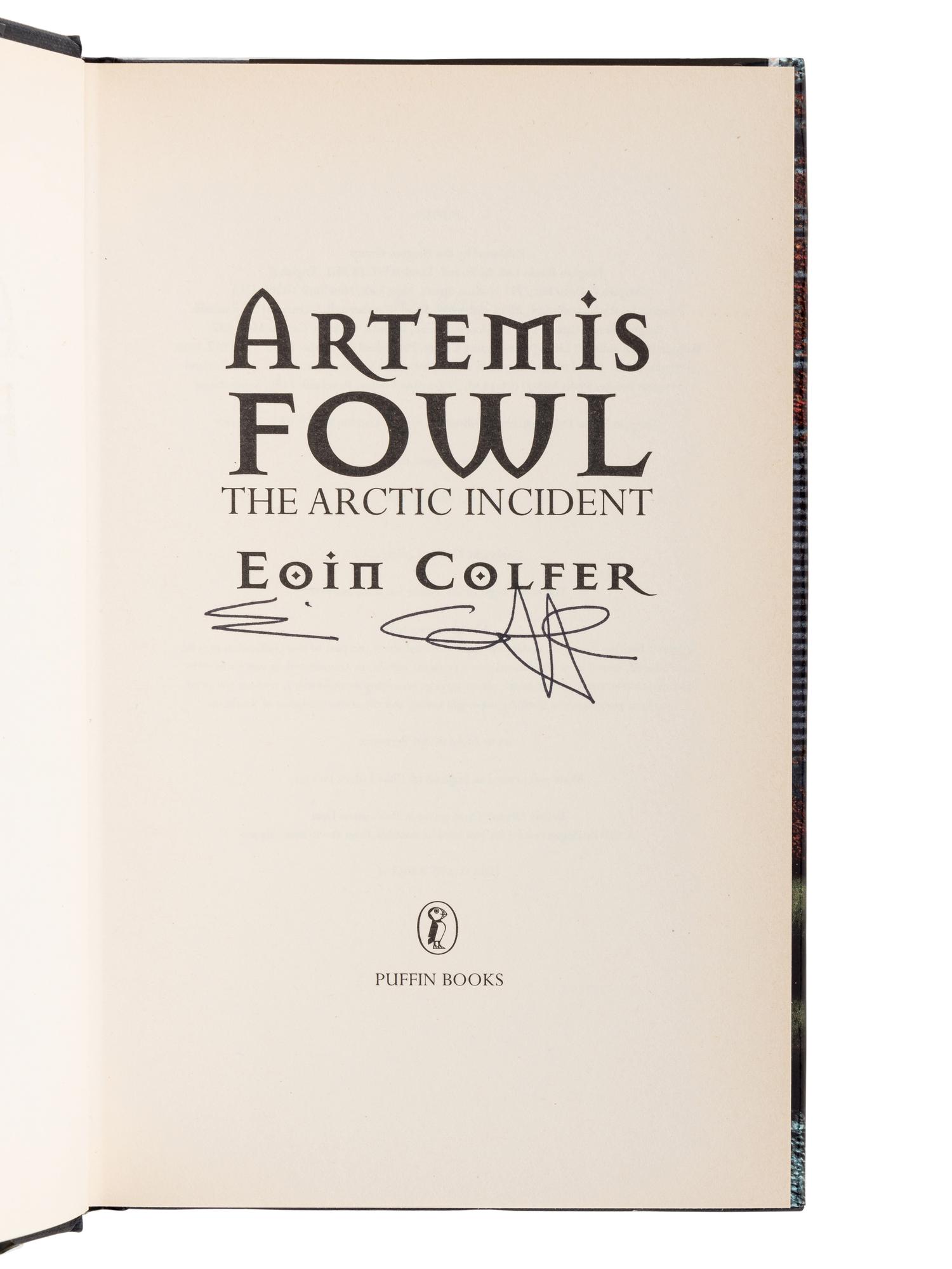 COLFER, Eoin (b. 1965). A group of the first 3 books in the Artemis Fowl series, ALL SIGNED, comprising: