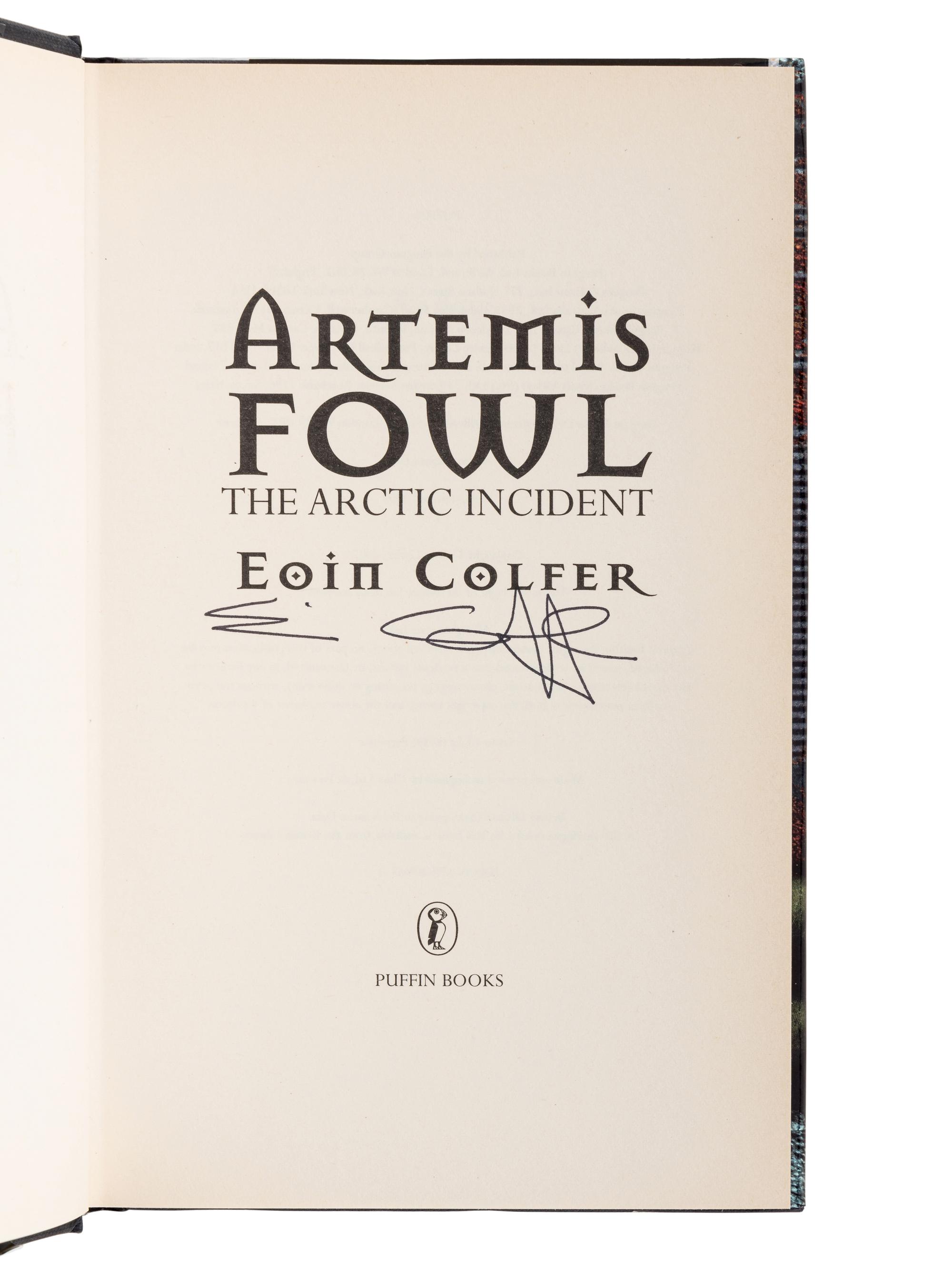 COLFER, Eoin (b. 1965). A group of the first 3 books in the Artemis Fowl series, ALL SIGNED, comprising: