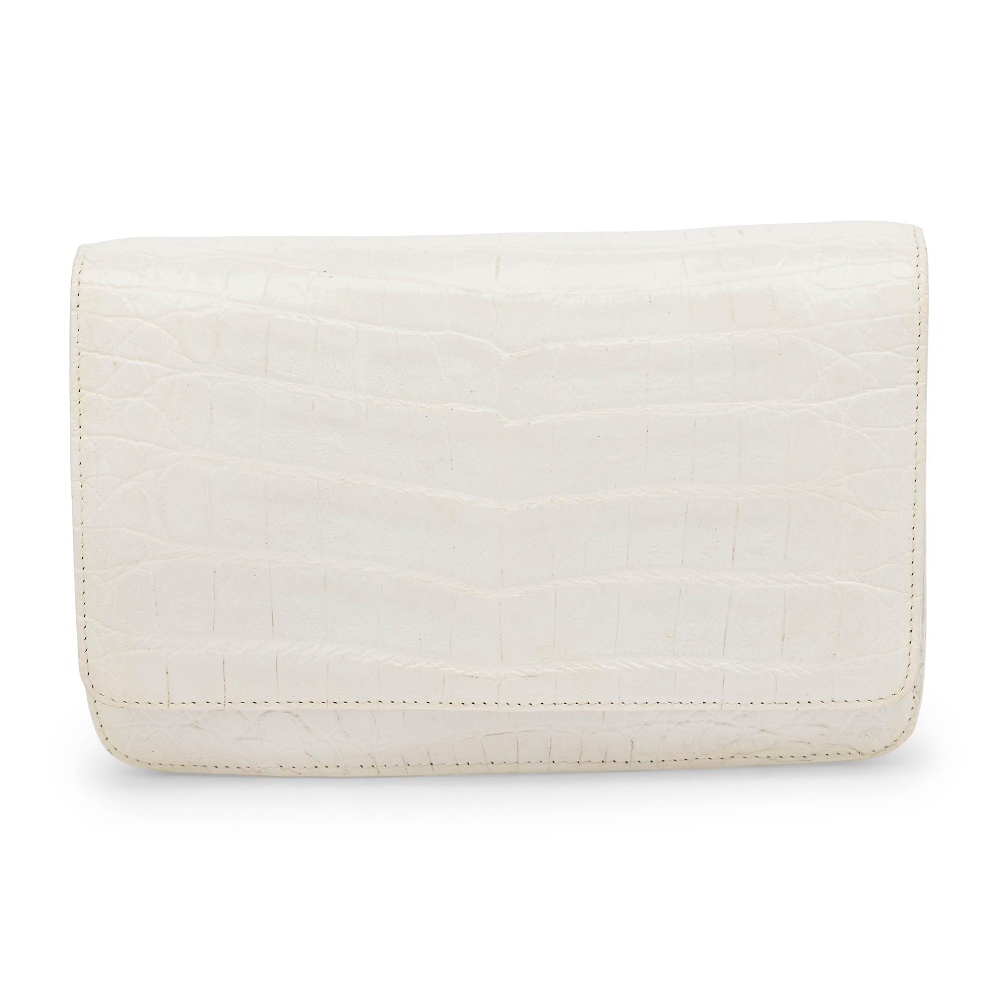 Nancy Gonzalez, White Crocodile Shoulder Bag/Clutch