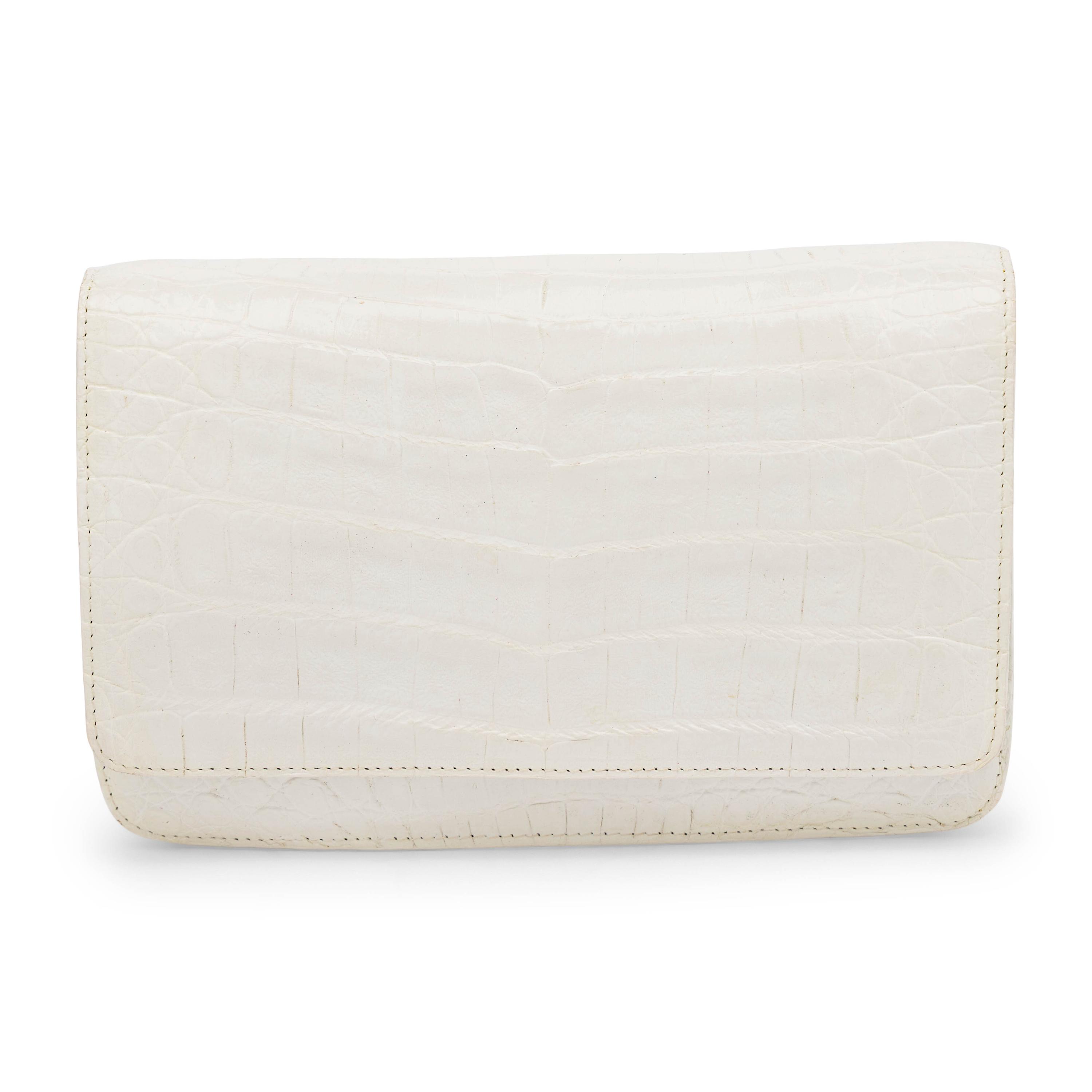 Nancy Gonzalez, White Crocodile Shoulder Bag/Clutch