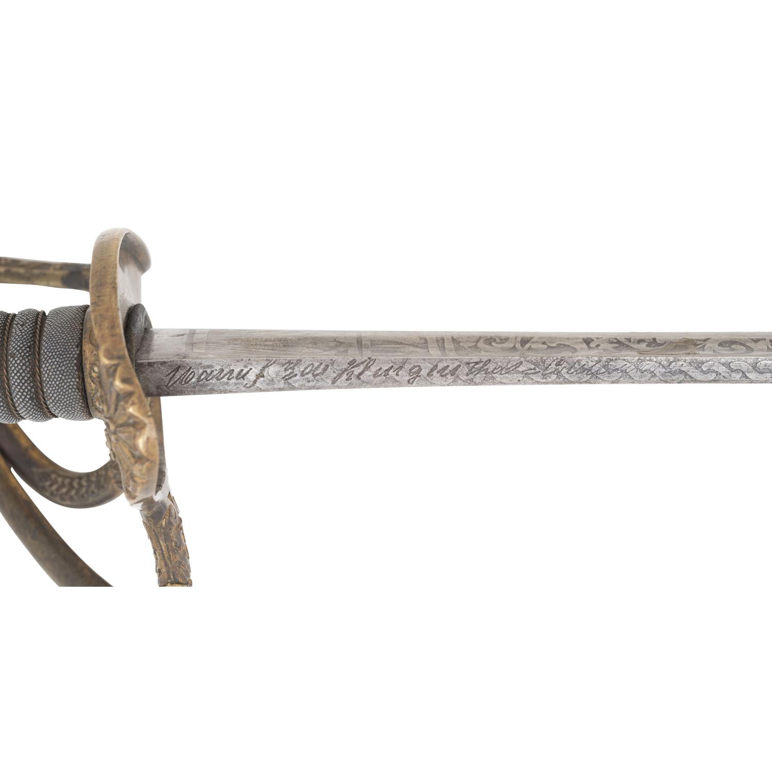Klingenthal Model 1840/60 Cavalry Officers Saber Inscribed to Major (Col) Daniel Chaplin 2nd Maine Infantry
