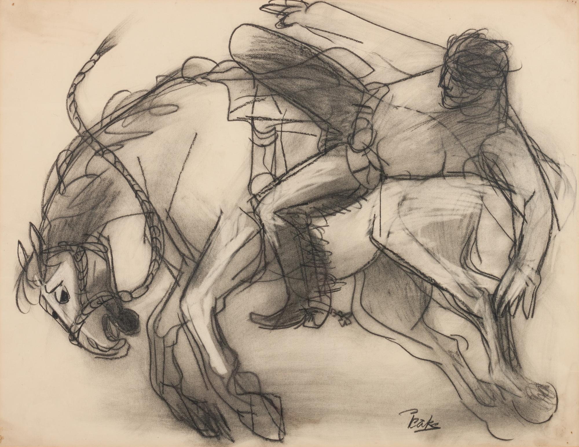 Two Drawings: Nearly Busted and Fighting Bulls