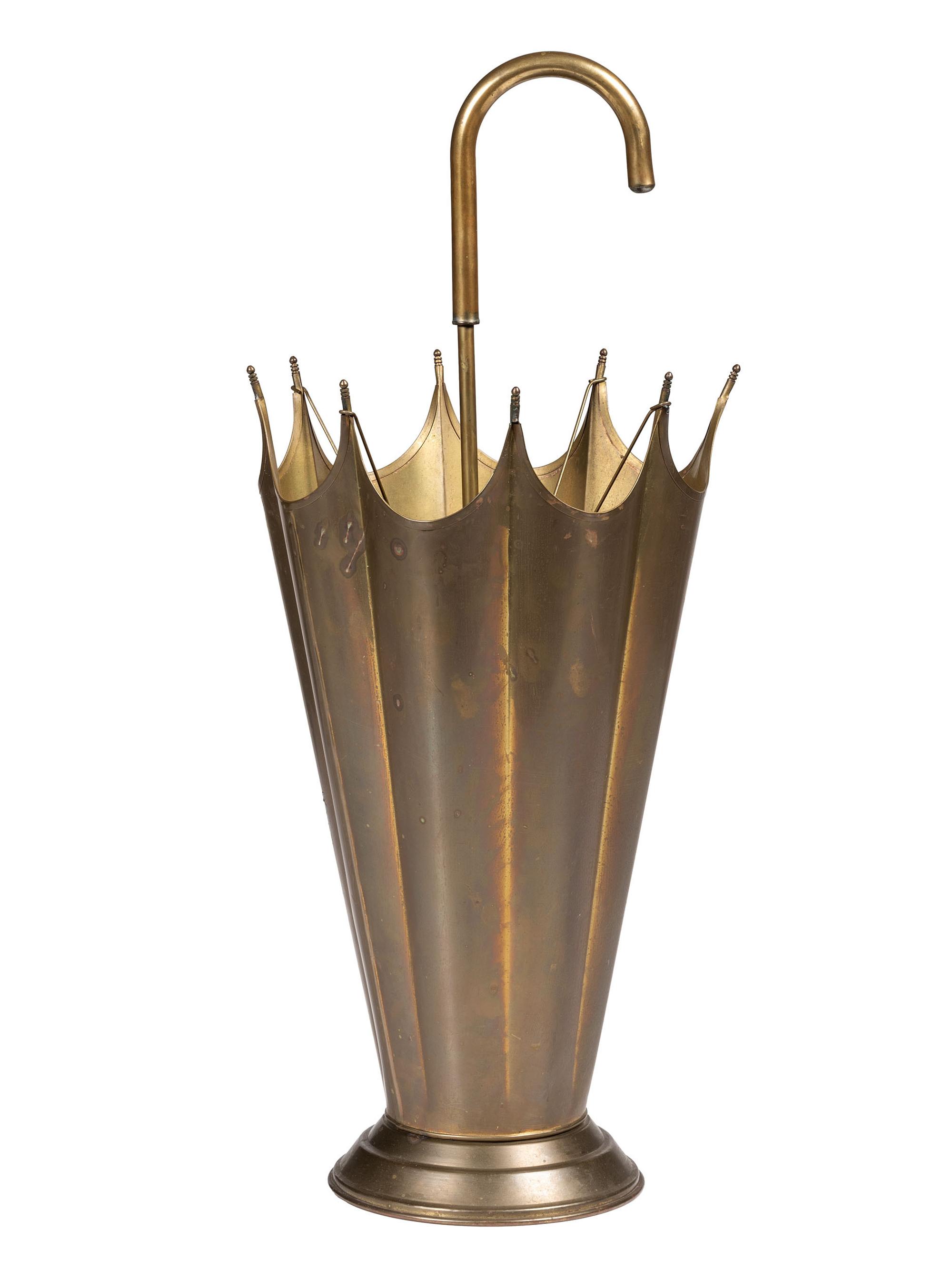 A French Brass Parasol-Form Umbrella Stand