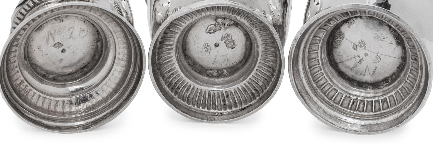 Three French Ancien Régime Silver Beakers