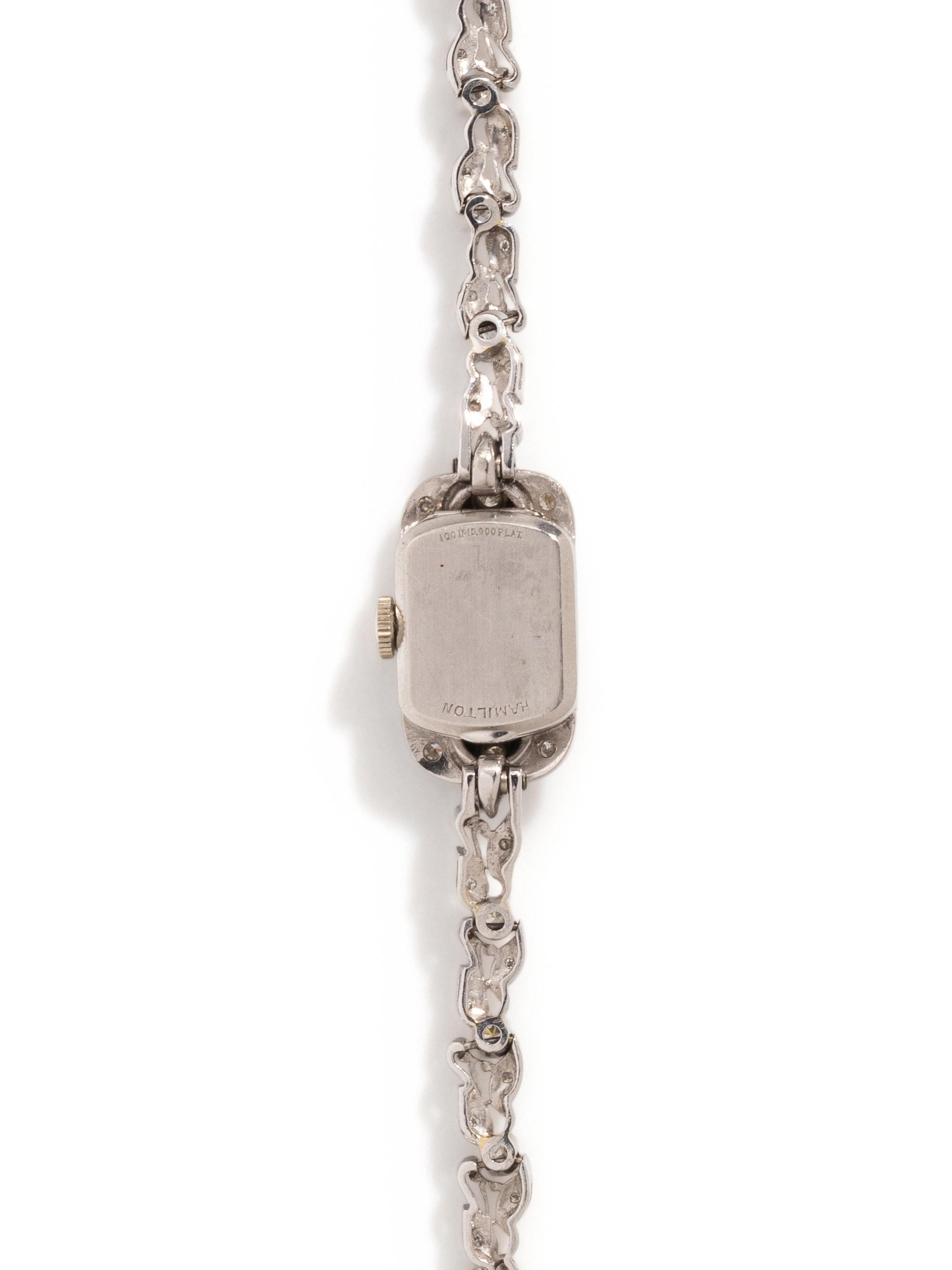 HAMILTON, PLATINUM AND DIAMOND WATCH