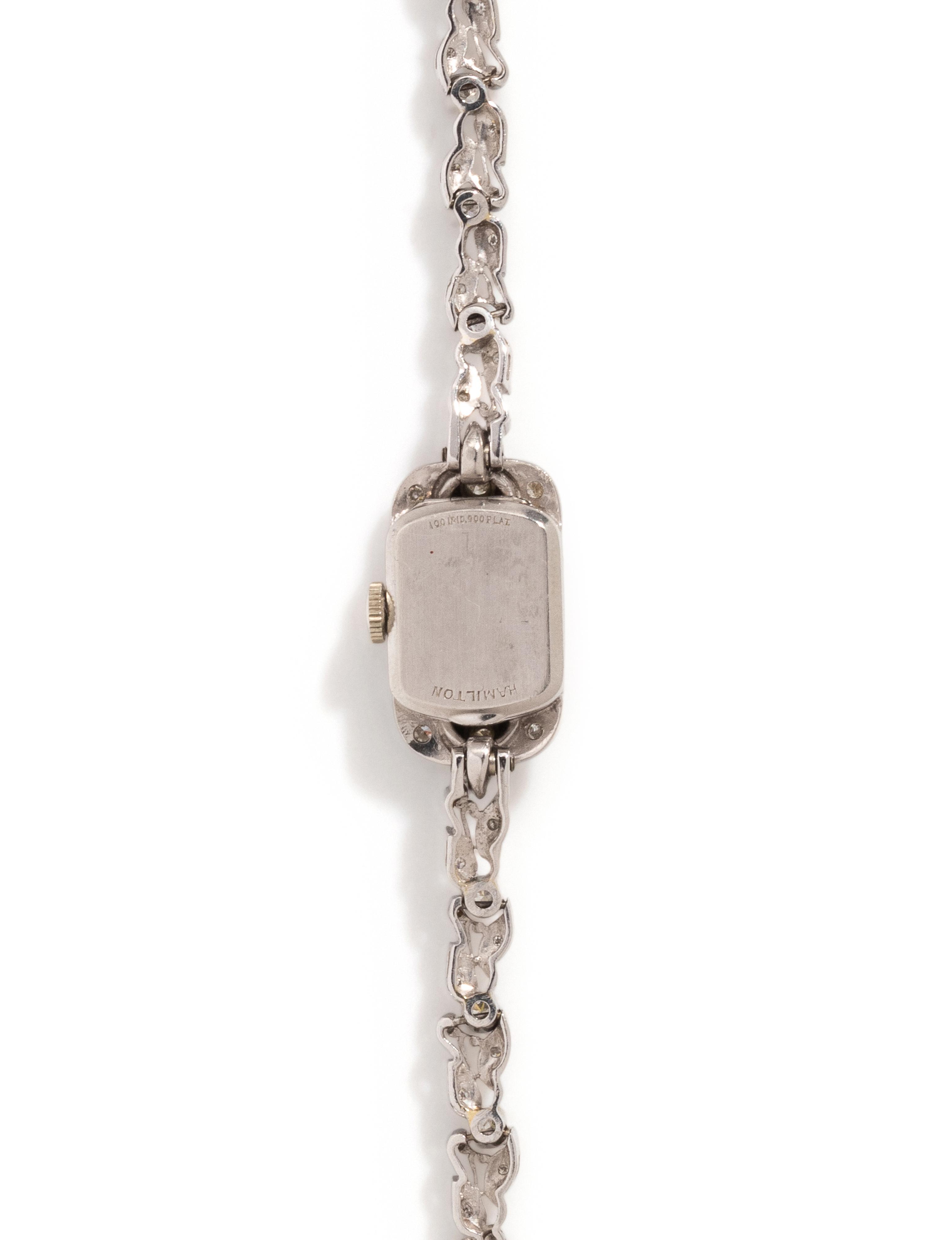 HAMILTON, PLATINUM AND DIAMOND WATCH