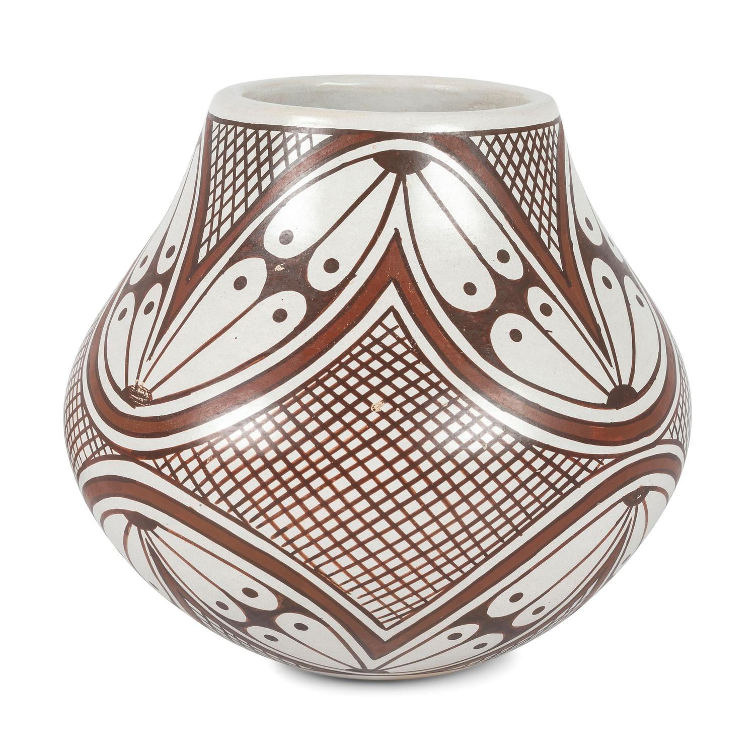 Polychrome Pottery Jar, with Fine Line and Winged Design
