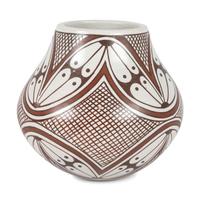 Polychrome Pottery Jar, with Fine Line and Winged Design