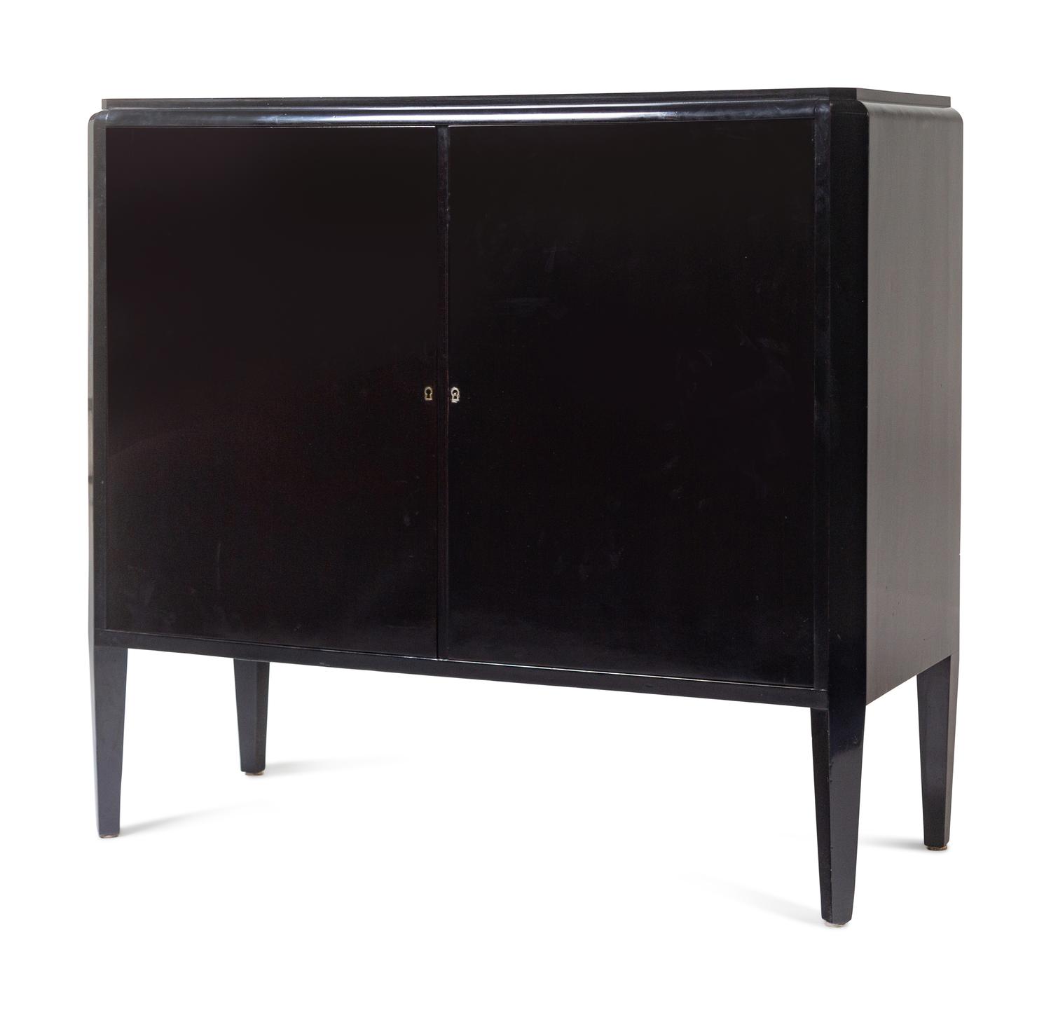 Pair of Black Lacquer Cabinets, Circa 1930s