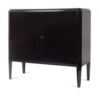 Pair of Black Lacquer Cabinets, Circa 1930s