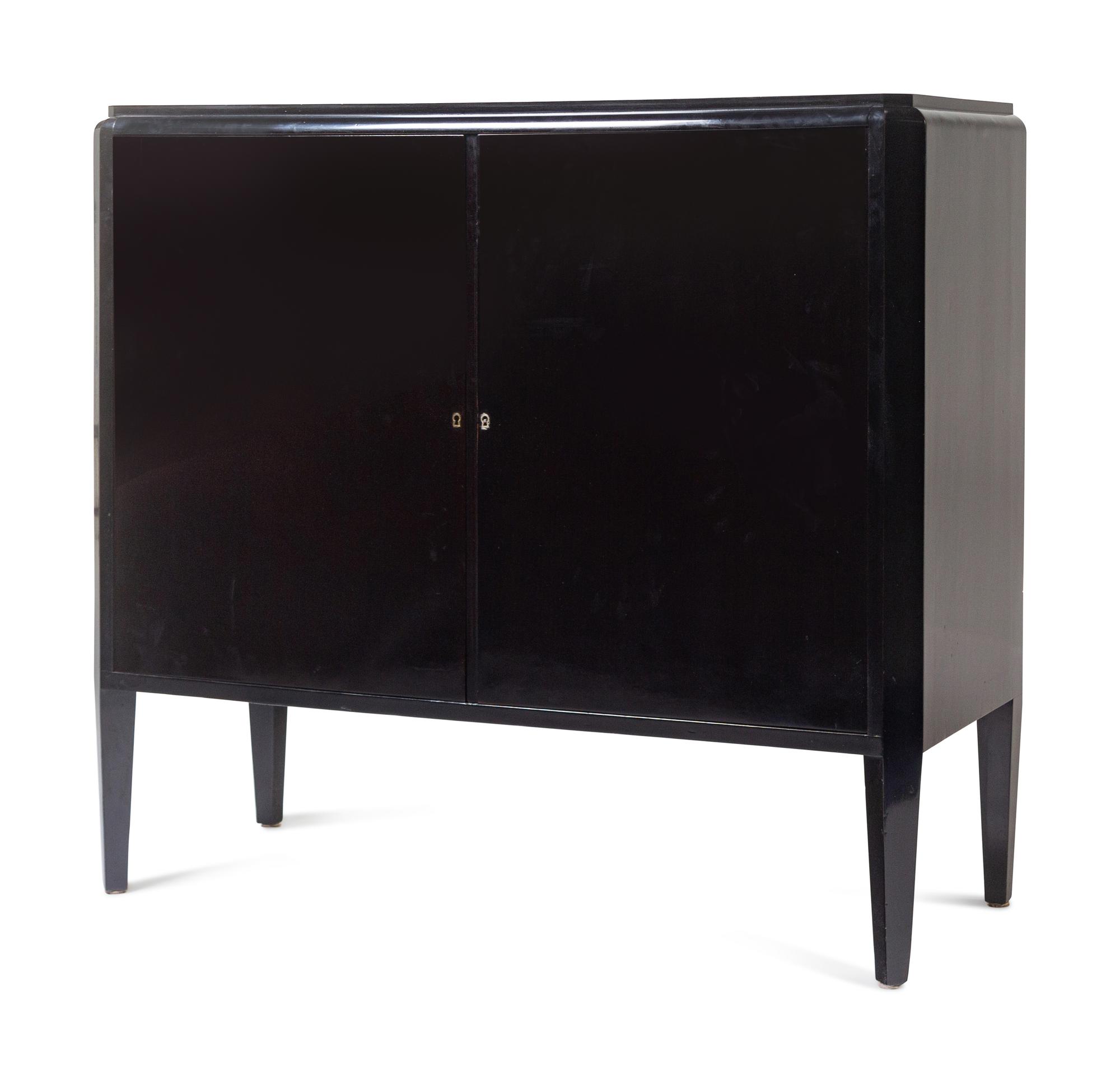 Pair of Black Lacquer Cabinets, Circa 1930s