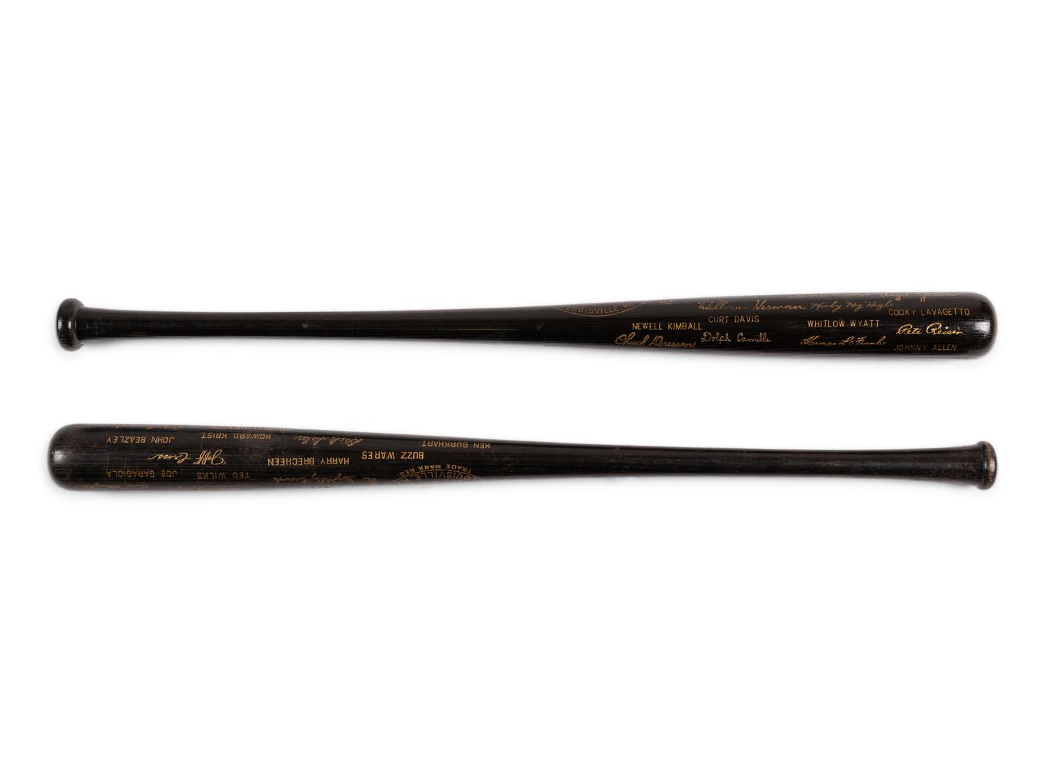 A Group of 1940s Louisville Slugger National League Champion Commemorative Presentation Bats