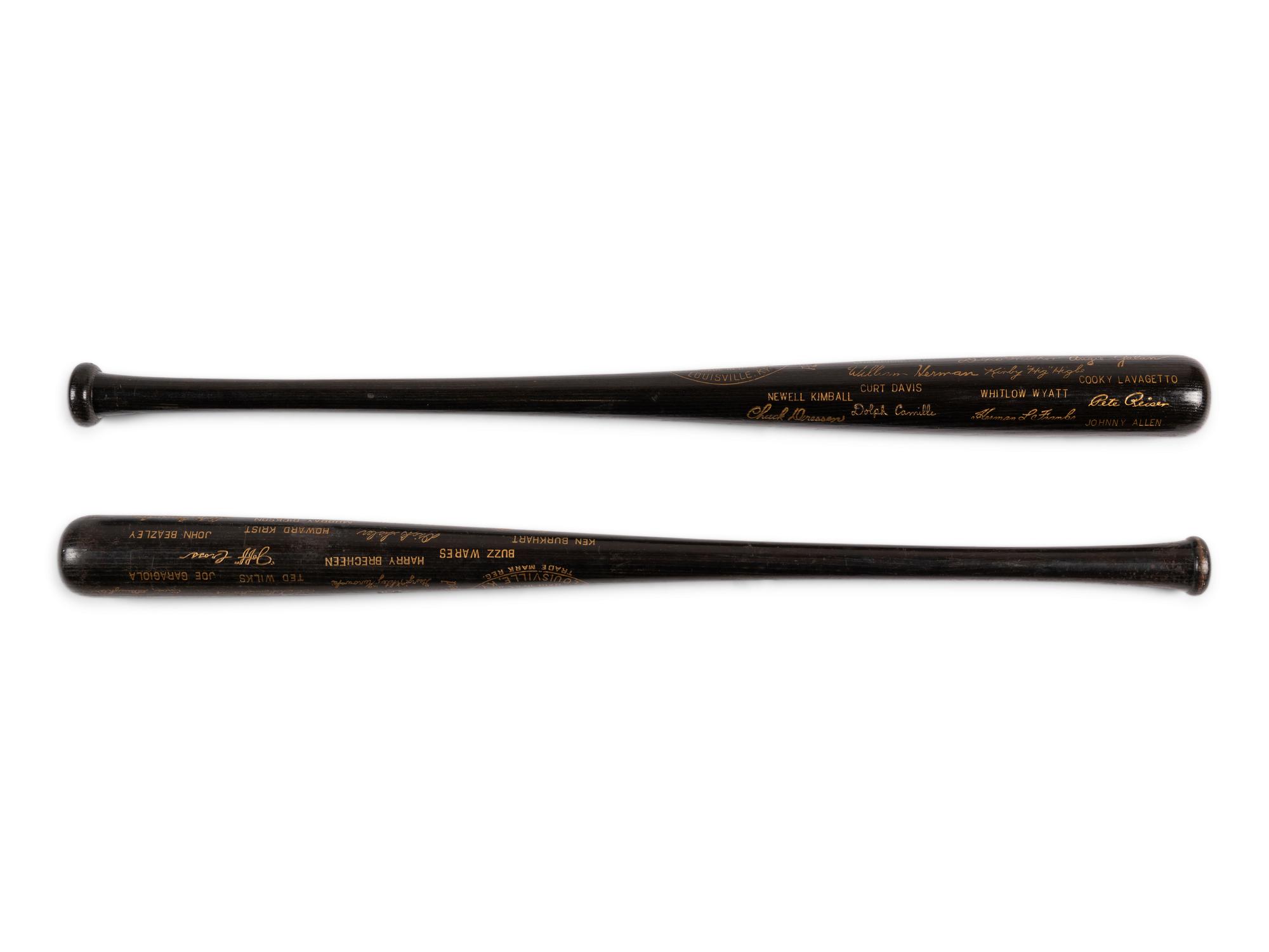 A Group of 1940s Louisville Slugger National League Champion Commemorative Presentation Bats