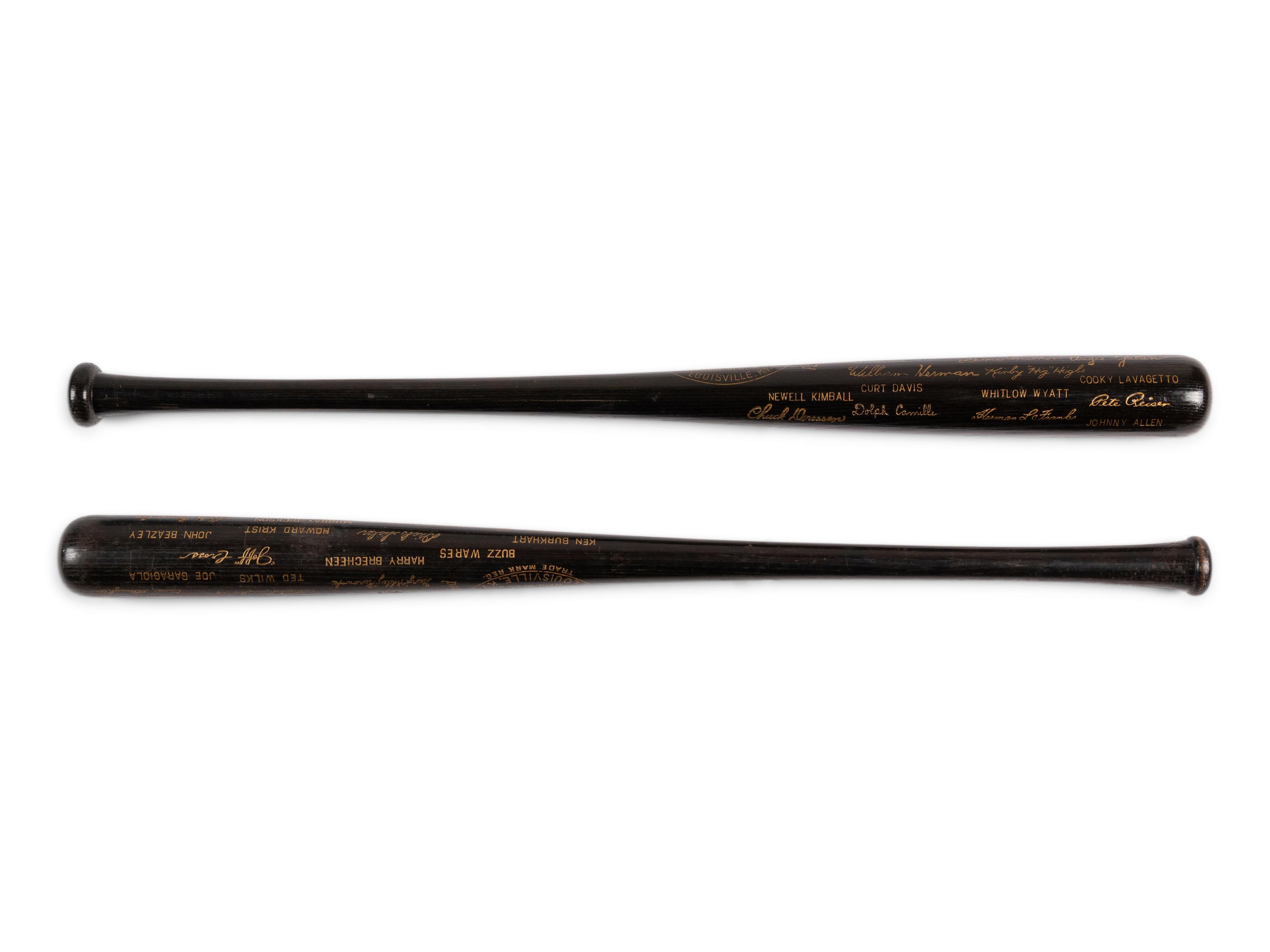 A Group of 1940s Louisville Slugger National League Champion Commemorative Presentation Bats