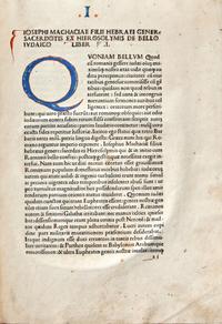 [Early Printing] [Incunable] (Josephus, Flavius). De antiquitate Judaica. De Bello Judaica