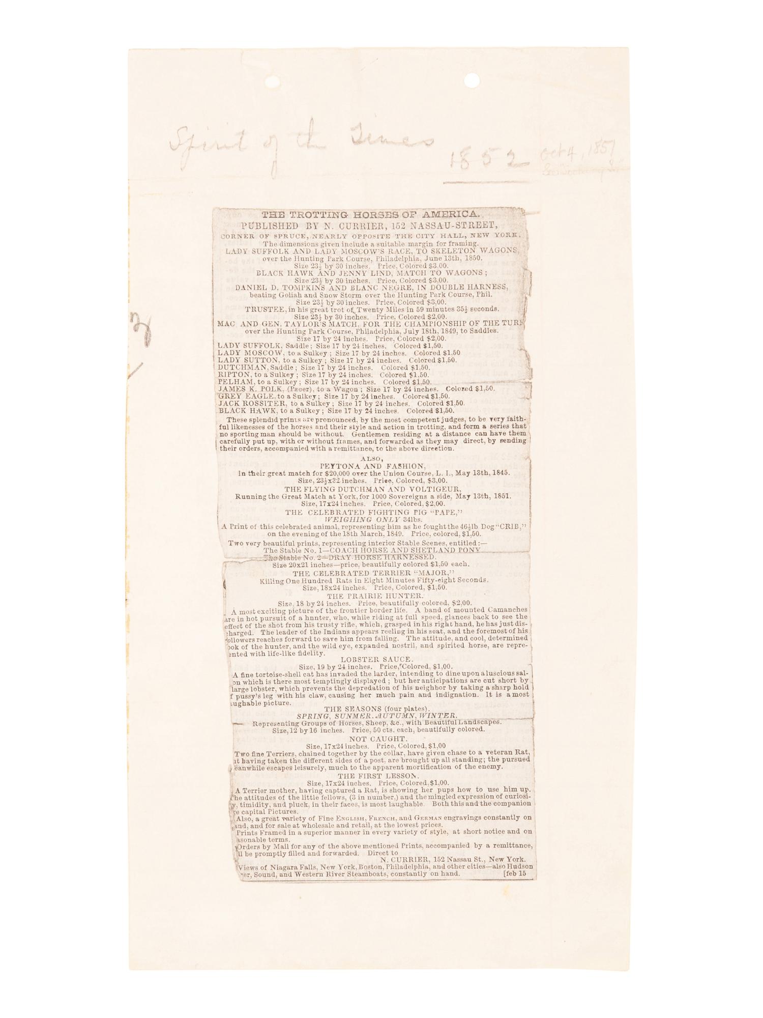 [ANNOUNCEMENTS] -- Currier & Ives, publishers